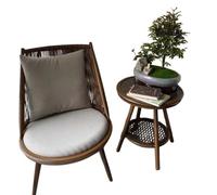 KIBONCY Set Arredamento Giardino 3 Pezzi in Vimini, Poltrona Conversione con Tavolo in Vetro Temperato, Set Bistro per Balcone Interno ed Esterno(A,One chair and coffee table)
