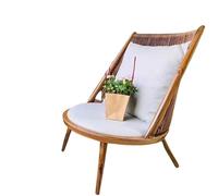 KIBONCY Set Arredamento Giardino 3 Pezzi in Vimini, Poltrona Conversione con Tavolo in Vetro Temperato, Set Bistro per Balcone Interno ed Esterno(B,One chair)
