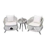 KIBONCY Set Arredamento Giardino 3 Pezzi per Animali, Poltrona Tana Gatto con Tavolo Rotondo, Mobilio Balcone Interno Esterno(One coffee table two chairs)