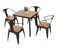 KIBONCY Set da pranzo esterno, tavolo e sedie in metallo e legno plastico, mobili da giardino per balcone, caffè, terrazza(A,70 * 70 * 75 four chairs one table)