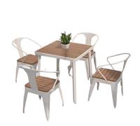 KIBONCY Set da pranzo esterno, tavolo e sedie in metallo e legno plastico, mobili da giardino per balcone, caffè, terrazza(B,120 * 60 * 75 four chairs one table)