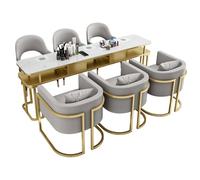 KIBONCY Set da tavolo e sedia for manicure di lusso in marmo con aspirapolvere incorporato, mobili da salone for tecnologia delle unghie, postazione for unghie a due/tripli posti(200CM,B)