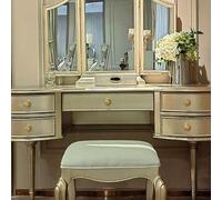 KIBONCY Set da toeletta in legno massello in stile francese con specchio e sgabello, elegante for camera letto, romantica scrivania for il trucco cassetti(Stool)