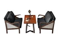 KIBONCY Set di divani da caffè in pelle con armatura in rattan della metà del secolo, posti a sedere commerciali for caffetteria, negozio di tè al latte, caffè rustico(B)