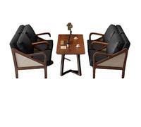 KIBONCY Set di divani da caffè in pelle con armatura in rattan della metà del secolo, posti a sedere commerciali for caffetteria, negozio di tè al latte, caffè rustico(E)