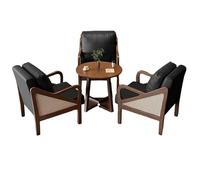 KIBONCY Set di divani da caffè in pelle con armatura in rattan della metà del secolo, posti a sedere commerciali for caffetteria, negozio di tè al latte, caffè rustico(C)