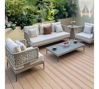 KIBONCY Set di divani da esterno in rattan, posti a sedere for conversazione nel patio resistenti alle intemperie con cuscini, sedie a sdraio in vimini ai raggi