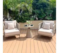 KIBONCY Set di divani da esterno in rattan, posti a sedere for conversazione nel patio resistenti alle intemperie con cuscini, sedie a sdraio in vimini ai raggi