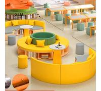 KIBONCY Set di divani e tavolini da caffè con libreria, divani porta carte, tessuto antigraffio, resistente all'usura, for area relax for bambini, lezioni private all'asilo(H)