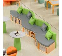 KIBONCY Set di divani e tavolini da caffè con libreria, divani porta carte, tessuto antigraffio, resistente all'usura, for area relax for bambini, lezioni private all'asilo(L)