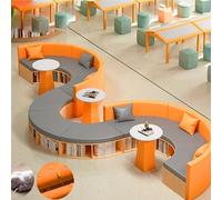 KIBONCY Set di divani e tavolini da caffè con libreria, divani porta carte, tessuto antigraffio, resistente all'usura, for area relax for bambini, lezioni private all'asilo(P)