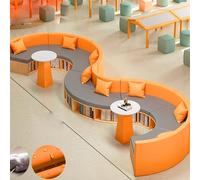 KIBONCY Set di divani e tavolini da caffè con libreria, divani porta carte, tessuto antigraffio, resistente all'usura, for area relax for bambini, lezioni private all'asilo(Q)