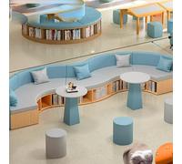 KIBONCY Set di divani e tavolini da caffè con libreria, divani porta carte, tessuto antigraffio, resistente all'usura, for area relax for bambini, lezioni private all'asilo(M)