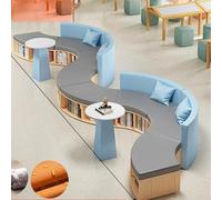 KIBONCY Set di divani e tavolini da caffè con libreria, divani porta carte, tessuto antigraffio, resistente all'usura, for area relax for bambini, lezioni private all'asilo(B)