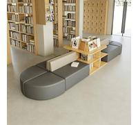 KIBONCY Set Di Divani For Reception Bifacciali For Ufficio Con Tavolo Con Libreria Integrato, Divano In Similpelle Curvo Geometrico For Lounge Della Biblioteca, Centro Servizi E Salone
