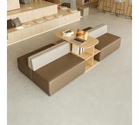 KIBONCY Set Di Divani For Reception Bifacciali For Ufficio Con Tavolo Con Libreria Integrato, Divano In Similpelle Curvo Geometrico For Lounge Della Biblioteca, Centro Servizi E Salone