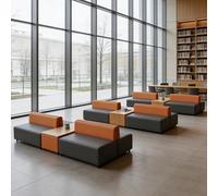 KIBONCY Set Di Divani Lounge Componibili Modulari Divano Flessibile Con Posti A Sedere Con Libreria In Legno For L'atrio Della Banca, Istituto Di Formazione, Area Reception, Sala D'attesa(A3)