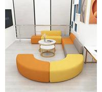 KIBONCY Set di divani lounge e tavolini da caffè, divano modulare creativo for uffici, cuscini ad alta densità, struttura in legno massello, for biblioteche, sale di lettura(428 * 256cm)