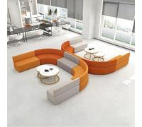 KIBONCY Set di divani lounge e tavolini da caffè, divano modulare creativo for uffici, cuscini ad alta densità, struttura in legno massello, for biblioteche, sale di lettura(480 * 360cm)