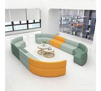 KIBONCY Set di divani lounge e tavolini da caffè, divano modulare creativo for uffici, cuscini ad alta densità, struttura in legno massello, for biblioteche, sale di lettura(480 * 320cm)