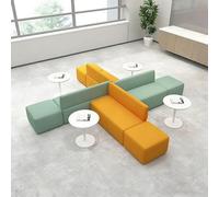 KIBONCY Set di divani lounge e tavolini da caffè, divano modulare creativo for uffici, cuscini ad alta densità, struttura in legno massello, for biblioteche, sale di lettura(376 * 376cm)