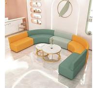 KIBONCY Set di divani lounge e tavolini da caffè, divano modulare creativo for uffici, cuscini ad alta densità, struttura in legno massello, for biblioteche, sale di lettura(360 * 240cm)