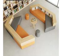 KIBONCY Set Di Mobili For Angolo Lettura For Biblioteca Prescolare, Divano For Reception, Libreria, Panca Portaoggetti, Comodi Posti A Sedere Con Cuscino In Spugna For La Scuola Materna(E)