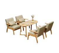 KIBONCY Set di mobili for conversazione minimalista in legno massello e rivestimento in morbida pelle, perfetto for gli angoli del balcone soggiorno (tavolo rotondo/quadrato)(8)