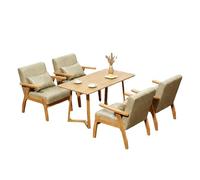 KIBONCY Set di mobili for conversazione minimalista in legno massello e rivestimento in morbida pelle, perfetto for gli angoli del balcone soggiorno (tavolo rotondo/quadrato)(7)