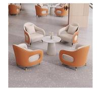 KIBONCY Set di mobili for divani imbottiti creativi, poltrona for divano in pelle extra spessa e tavolino rotondo, struttura in metallo robusta ed elegante(A,5-PCS)