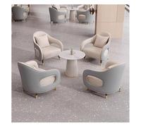 KIBONCY Set di mobili for divani imbottiti creativi, poltrona for divano in pelle extra spessa e tavolino rotondo, struttura in metallo robusta ed elegante(B,5-PCS)