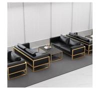 KIBONCY Set Di Mobili For Ufficio Moderni A Forma Di U Con Divani In Pelle E Tavolo In Vetro Temperato, Comodi Divani Lounge, For Il Balcone Della Sala Riunioni E Lo Spazio Abitativo(B)