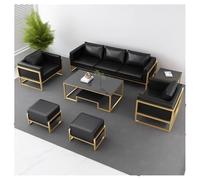 KIBONCY Set Di Mobili For Ufficio Moderni A Forma Di U Con Divani In Pelle E Tavolo In Vetro Temperato, Comodi Divani Lounge, For Il Balcone Della Sala Riunioni E Lo Spazio Abitativo(G)