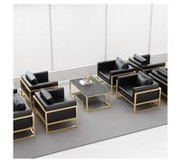 KIBONCY Set Di Mobili For Ufficio Moderni A Forma Di U Con Divani In Pelle E Tavolo In Vetro Temperato, Comodi Divani Lounge, For Il Balcone Della Sala Riunioni E Lo Spazio Abitativo(D)