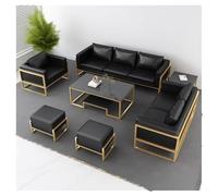 KIBONCY Set Di Mobili For Ufficio Moderni A Forma Di U Con Divani In Pelle E Tavolo In Vetro Temperato, Comodi Divani Lounge, For Il Balcone Della Sala Riunioni E Lo Spazio Abitativo(H)