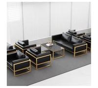 KIBONCY Set Di Mobili For Ufficio Moderni A Forma Di U Con Divani In Pelle E Tavolo In Vetro Temperato, Comodi Divani Lounge, For Il Balcone Della Sala Riunioni E Lo Spazio Abitativo(C)