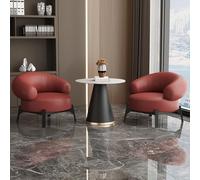 KIBONCY Set Di Poltrone Singole Moderne E Di Lusso Con Piano In Pietra - Pelle Nappa, Base In Acciaio Al Carbonio For La Reception Del Lounge Bar Dell'hotel(A)