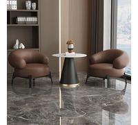 KIBONCY Set Di Poltrone Singole Moderne E Di Lusso Con Piano In Pietra - Pelle Nappa, Base In Acciaio Al Carbonio For La Reception Del Lounge Bar Dell'hotel(B)