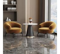 KIBONCY Set Di Poltrone Singole Moderne E Di Lusso Con Piano In Pietra - Pelle Nappa, Base In Acciaio Al Carbonio For La Reception Del Lounge Bar Dell'hotel(D)