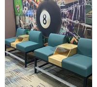 KIBONCY Set Di Sedie A Sdraio Da Biliardo Con Tavolino E Portastecche - Struttura In Legno Massello, Cuscino Ad Alta Densità, Sala Da Biliardo, Sala Giochi E Club(Blue,4people)