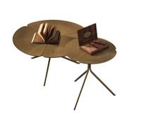 KIBONCY Set di tavolini da caffè impilabili, tavolini rotondi minimalisti, tavoli con accenti in bronzo antico dal design a petalo for il soggiorno(C)