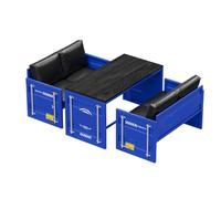 KIBONCY Set Di Tavolo E Sedie In Stile Industriale In Ferro Battuto, Mobili For Ufficio In Pelle PU, For Ospiti, For Hall, Conferenze, Reception, For Aeroporti, Cliniche, Ospedali, Banche(Blue)