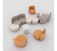 KIBONCY Set divano e tavolo irregolari in crema, mobili moderni in stile bar for aree di ricevimento creative, centri di formazione, lounge for uffici e spazi for riunioni(E)