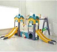 KIBONCY Set Scivolo E Altalena for Bambini, Grande Casetta da Gioco Castello con Canestro Basket, Attrezzature for Parco Giochi for All'aperto al Coperto for Il Cortile, Giardino(N)