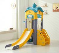 KIBONCY Set Scivolo E Altalena for Bambini, Grande Casetta da Gioco Castello con Canestro Basket, Attrezzature for Parco Giochi for All'aperto al Coperto for Il Cortile, Giardino(A)