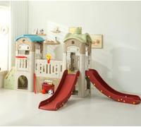 KIBONCY Set Scivolo E Altalena for Bambini, Grande Casetta da Gioco Castello con Canestro Basket, Attrezzature for Parco Giochi for All'aperto al Coperto for Il Cortile, Giardino(M)