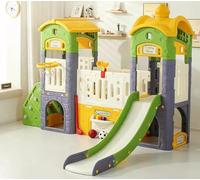 KIBONCY Set Scivolo E Altalena for Bambini, Grande Casetta da Gioco Castello con Canestro Basket, Attrezzature for Parco Giochi for All'aperto al Coperto for Il Cortile, Giardino(C)