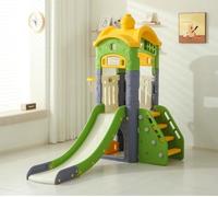 KIBONCY Set Scivolo E Altalena for Bambini, Grande Casetta da Gioco Castello con Canestro Basket, Attrezzature for Parco Giochi for All'aperto al Coperto for Il Cortile, Giardino(B)