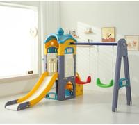 KIBONCY Set Scivolo E Altalena for Bambini, Grande Casetta da Gioco Castello con Canestro Basket, Attrezzature for Parco Giochi for All'aperto al Coperto for Il Cortile, Giardino(I)