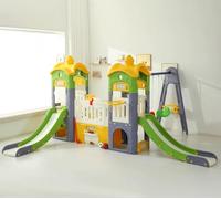 KIBONCY Set Scivolo E Altalena for Bambini, Grande Casetta da Gioco Castello con Canestro Basket, Attrezzature for Parco Giochi for All'aperto al Coperto for Il Cortile, Giardino(O)